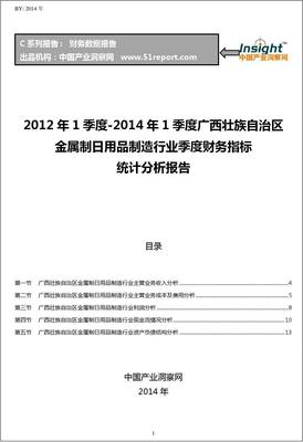 2012-2014年一季度廣西金屬制日用品制造行業(yè)財務(wù)指標(biāo)分析季報